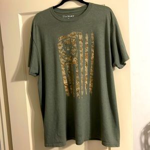 Camo green ariat American flag Tee